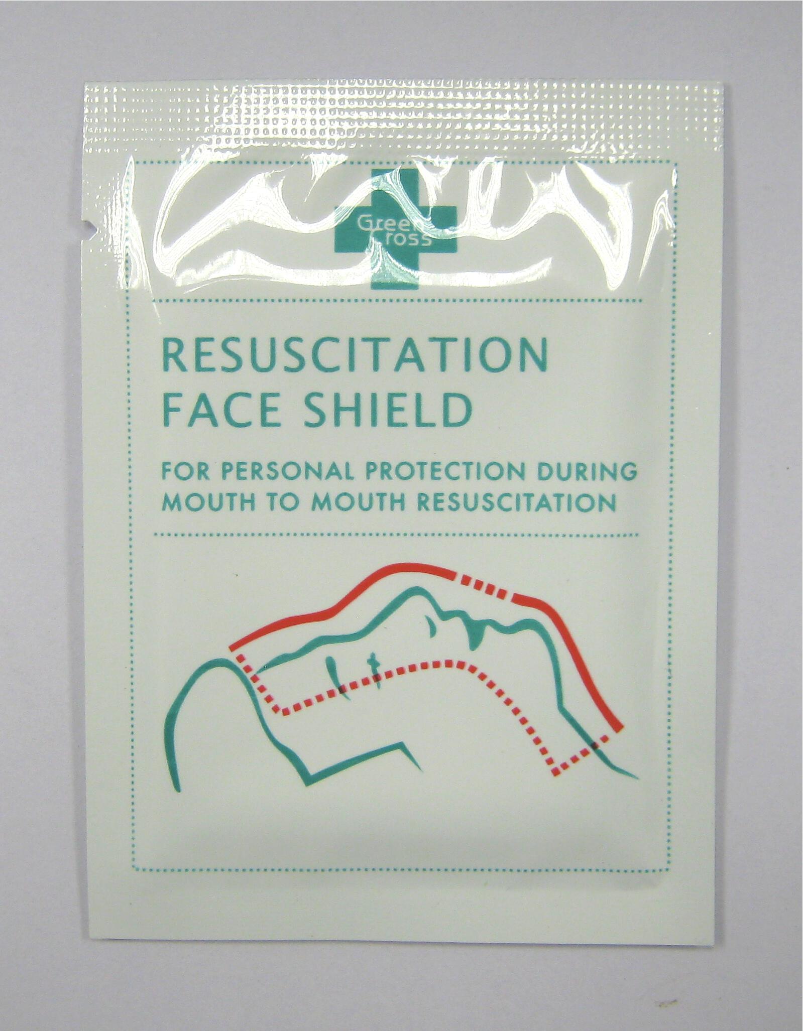 green cross resusciation filter face shield 20s